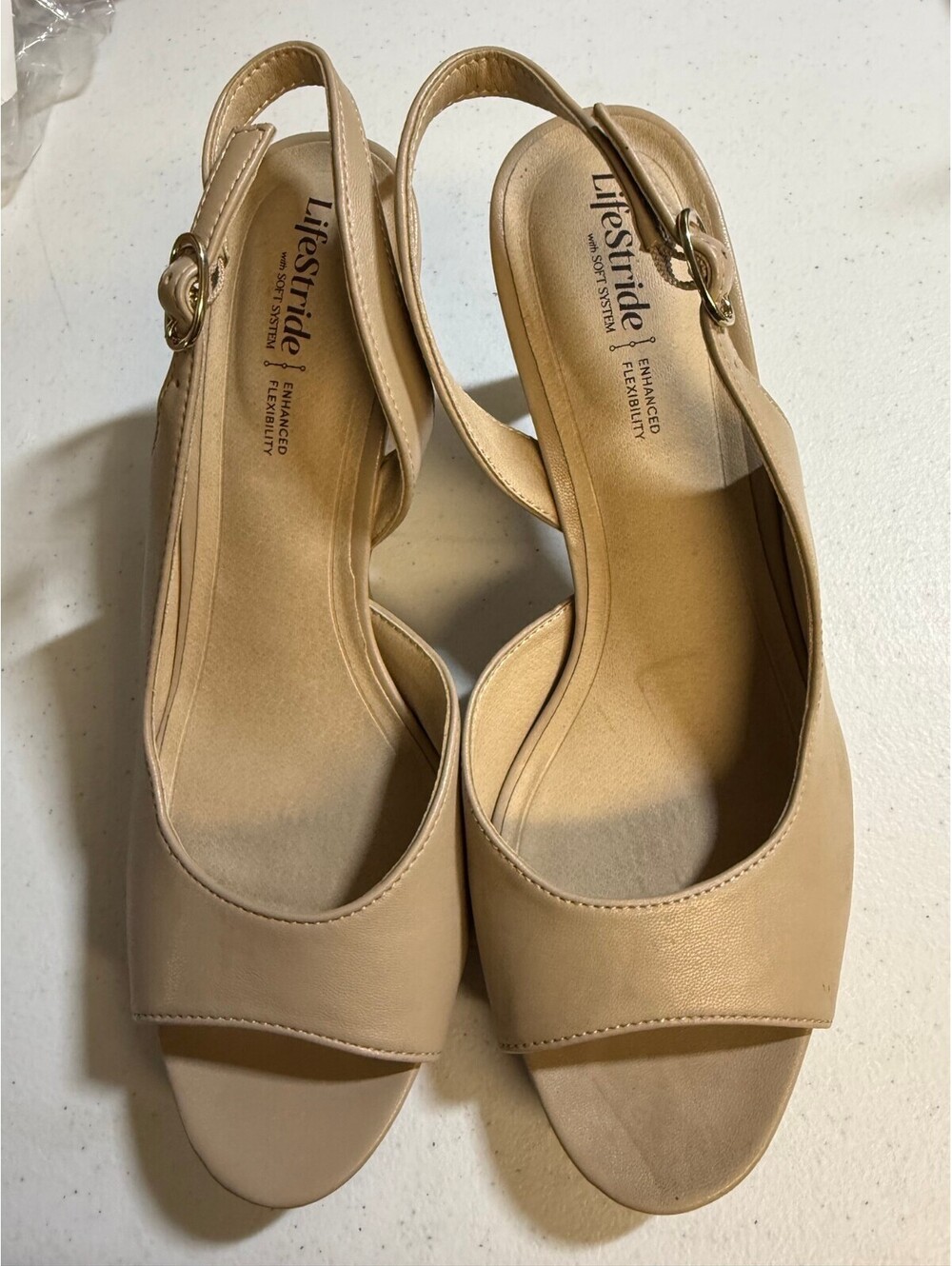 LifeStride Women's Beige Slingback Heels Size 9 M